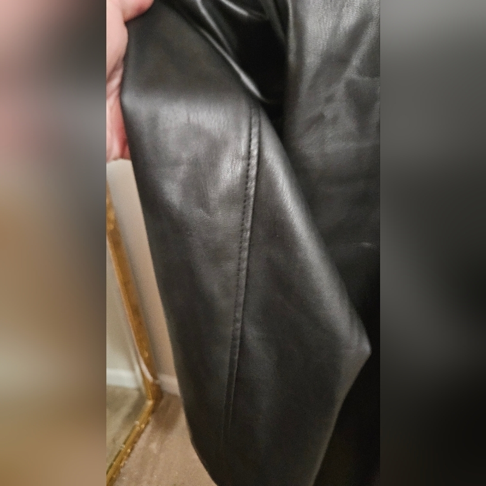 TOPSHOP Faux Leather Double-Breasted Blazer Jacket In Black. Size 6 - Picture 15 of 16